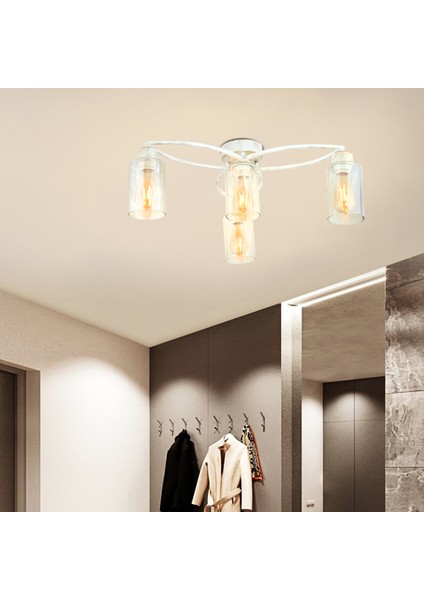 Erkin 4 Lü Bal Camlı Beyaz Modern Genç Odası Mutfak Salon Avize