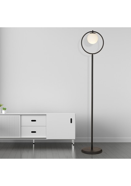 Falez Siyah Beyaz Camlı Modern Dekoratif Tasarım Metal Lambader