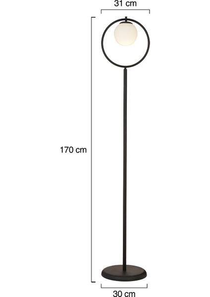 Falez Siyah Beyaz Camlı Modern Dekoratif Tasarım Metal Lambader