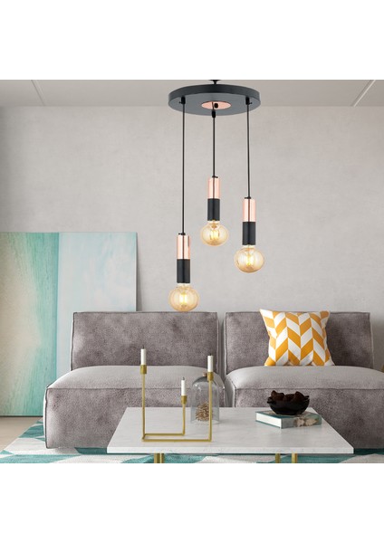 Miranda 3Lü Sarkıtbakır Sarkıt Modern Genç Odası Mutfak Salon Sarkıt Avize