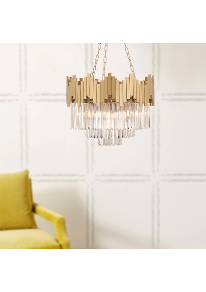 Navona Eskitme Kristalli, Taşlı Modern Tasarım Kristal Salon Avize