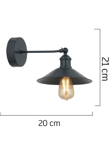 Yekta Siyah Yatak Odası-Yatak başı,Cafe,Restoran için Duvar Lambası Retro Aplik