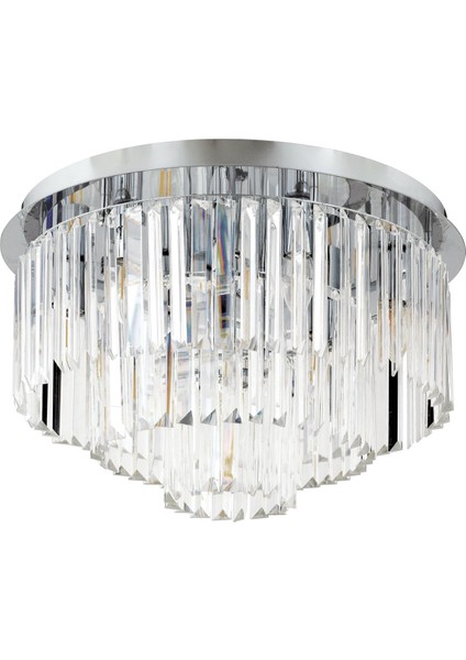 Nilüfer Yuvarlak Krom Kristalli, Taşlı Modern Tasarım Kristal Salon Avize