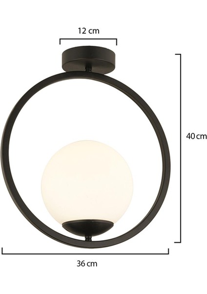 Lifos Tekli Siyah Plafonyer Modern Mutfak Retro Salon Avize