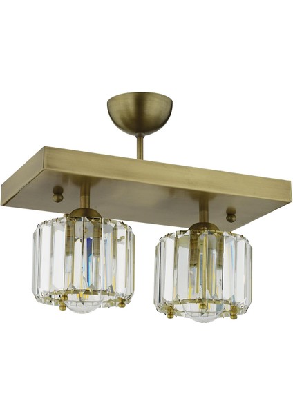 Sabrina 2 Li Eskitme Plafonyer Kristalli Taşlı Modern Tasarım Kristal Salon Avize