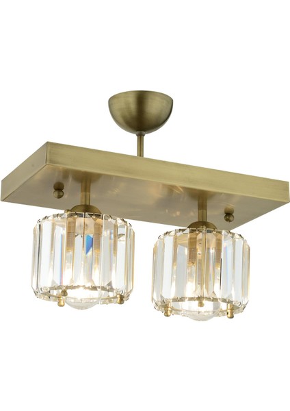 Sabrina 2 Li Eskitme Plafonyer Kristalli Taşlı Modern Tasarım Kristal Salon Avize