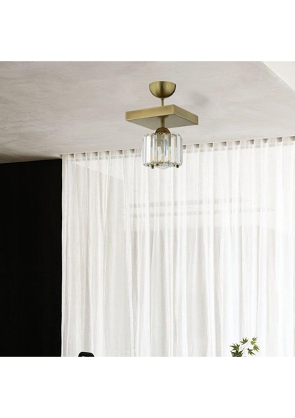 Sabrina Tekli Eskitme Plafonyer Kristalli Taşlı Modern Tasarım Kristal Salon Avize