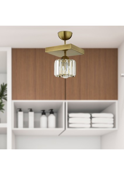 Sabrina Tekli Eskitme Plafonyer Kristalli Taşlı Modern Tasarım Kristal Salon Avize