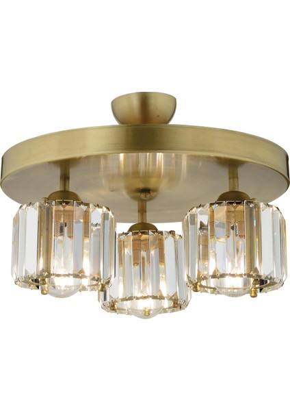 Sabrina 3 Lü Yuvarlak Eskitme Plafonyer Kristalli Taşlı Modern Tasarım Kristal Salon Avize