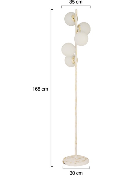 Uzel 5Li Beyaz Patinalı Modern Tasarım Metal Lambader