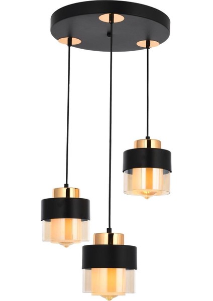 Boris 3Lü Yuvarlak Siyah-Gold Sarkıt Modern Genç Odası Mutfak Retro Salon Avize fiyatları
