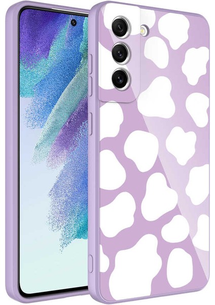 Samsung Galaxy S21 Fe Kılıf Kamera Korumalı Bulut Desenli Renkli Sert Parlak Silikon Kapak (Epoksi)