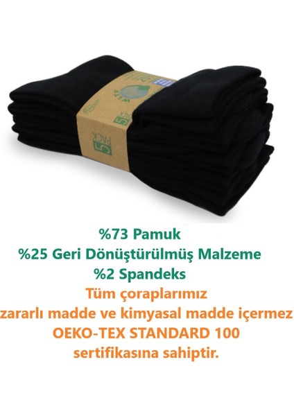 Günlük Siyah Penye Çorap 5 Çift -Dikişsiz- %25'i Geri Dönüşümden modelleri