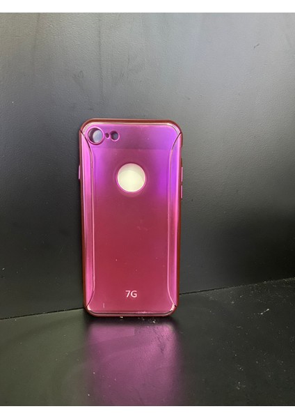 Iphone 7 360 Derece Tam Kaplama Kapak + Kırılmaz Ekran Koruyucu Cam - Pembe