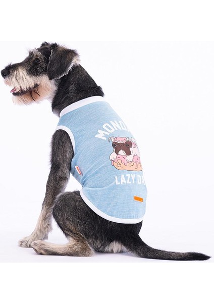 Buz Mavi Lazy Kedi Köpek Tişörtü - Kedi Köpek Kıyafeti