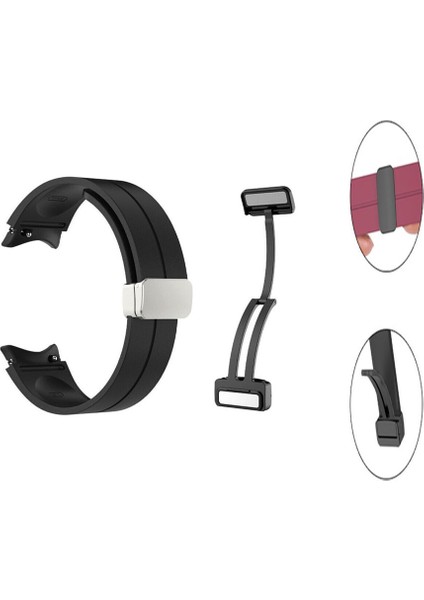Samsung Galaxy Watch 6 40MM Kordon Silikon Mıknatıslı Ayarlanabilir HS19 Siyah
