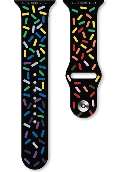 Apple Watch 7 45MM Kordon Silikon Pride Spor Pozitif Renkler SC10 Siyah