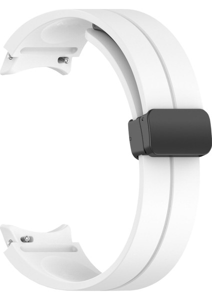 Samsung Galaxy Watch 6 Classic 47MM Kordon Silikon Mıknatıslı Ayarlanabilir HS19 Beyaz