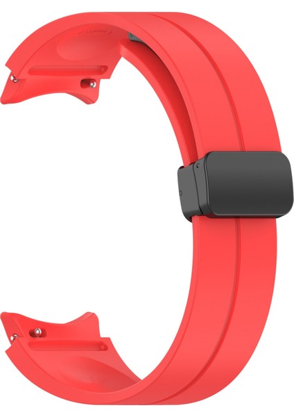 Samsung Galaxy Watch 6 44MM Kordon Silikon Mıknatıslı Ayarlanabilir HS19 Kırmızı