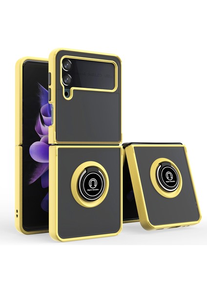 Samsung Galaxy Z Flip3 Telefon Kılıfı Standlı Şeffaf Tampon Telefon Kılıfı Kapağı (Yurt Dışından)