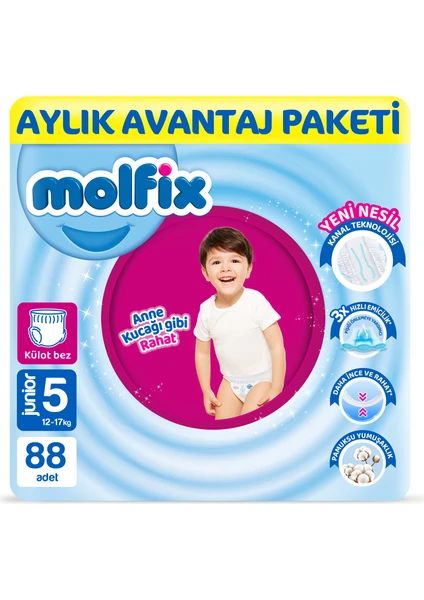 Pants Bebek Bezi 5 Beden Junior Aylık AvantajPaketi 88 Adet