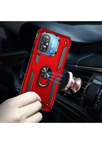 Xiaomi Redmi 12C Kılıf Zore Vega Yüzük Standlı Zırh Kılıf