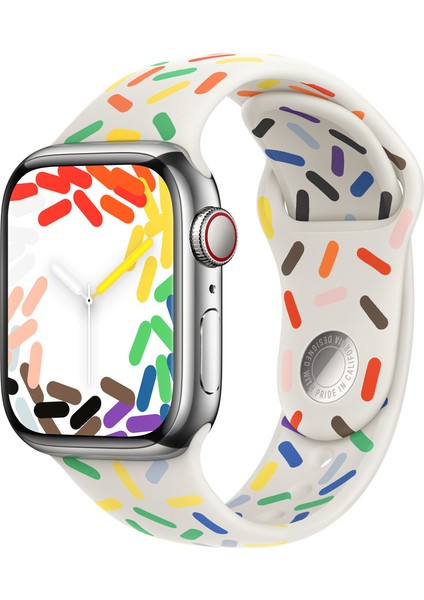 Apple Watch 4 5 42MM Kordon Silikon Pride Spor Pozitif Renkler SC10 Beyaz