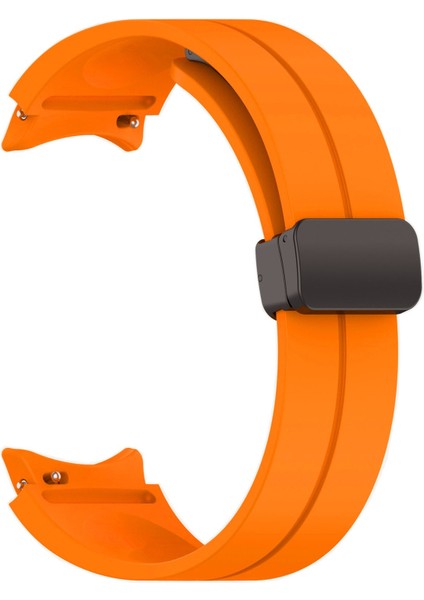 Samsung Galaxy Watch 6 Classic 47MM Kordon Silikon Mıknatıslı Ayarlanabilir HS19 Turuncu