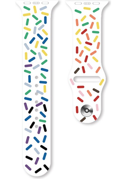 Apple Watch Series 3 4 5 44MM Kordon Silikon Pride Spor Pozitif Renkler SC10 Beyaz