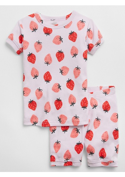 Organik Pamuk Çilek Desenli Pijama Takımı