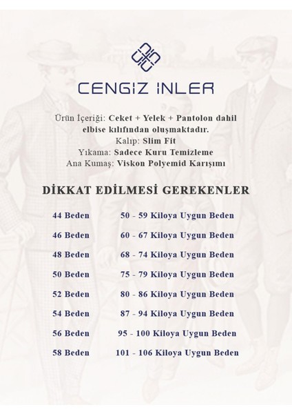 Cengiz İnler Armürlü Dik Çizgili Kruvaze Slim Fit Erkek Takım Elbise