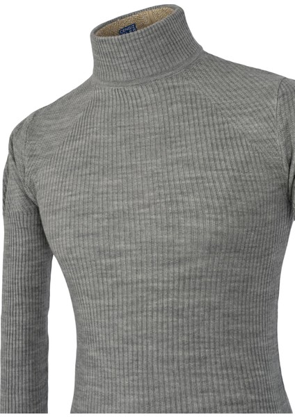 Yarım Balıkçı İnce Fitil Slim Fit Erkek Triko