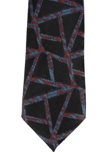 Geometrik Desen Mendilli Mikrofiber Erkek Kravat