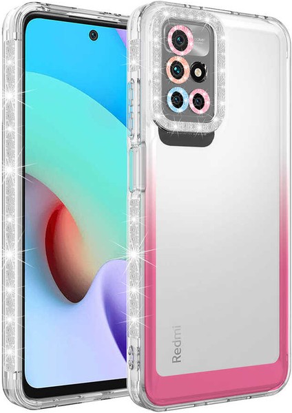 Xiaomi Redmi 10 Kılıf Simli Renkli Parlak Kamera Lens Korumalı Transparan Kapak (Park)