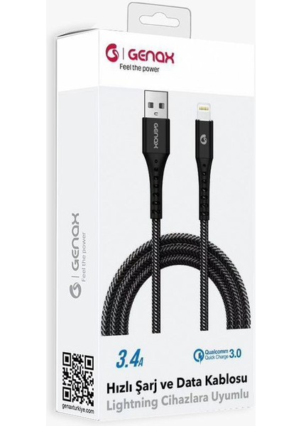 Lightning Örgü Hızlı Şarj ve Data Kablosu