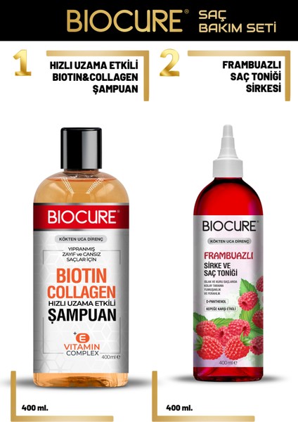 Biotin & Collagen + E Vitamin Kompleks Bakım Şampuanı + Frambuazlı Sirke Ve Saç Toniği