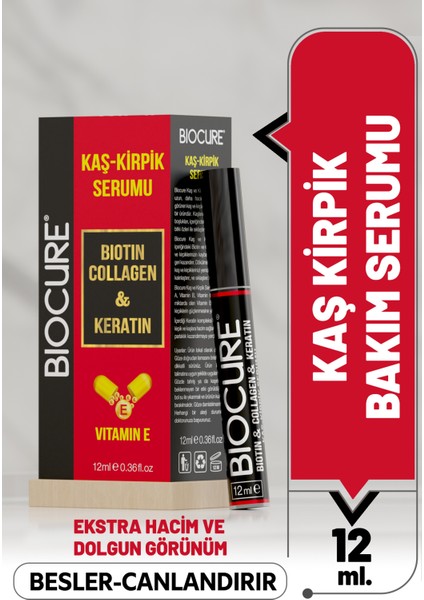 Biotin & Collagen & Keratin + E Vitaminli Kaş Kirpik Serumu / 12 Ml.
