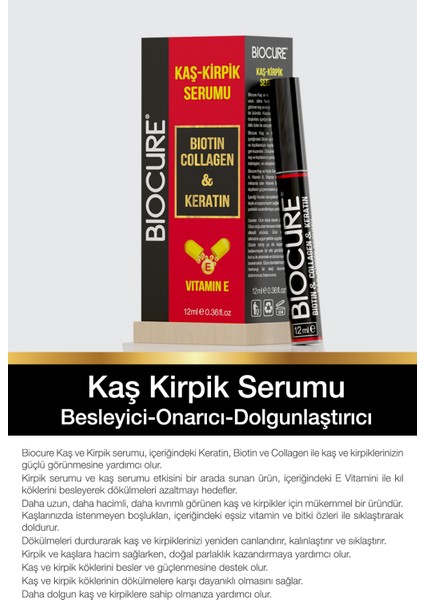 Biotin & Collagen & Keratin + E Vitaminli Kaş Kirpik Serumu / 12 Ml. modelleri