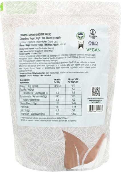 I'am A Plant Organik Kakao Tozu Glutensiz 1474 gr