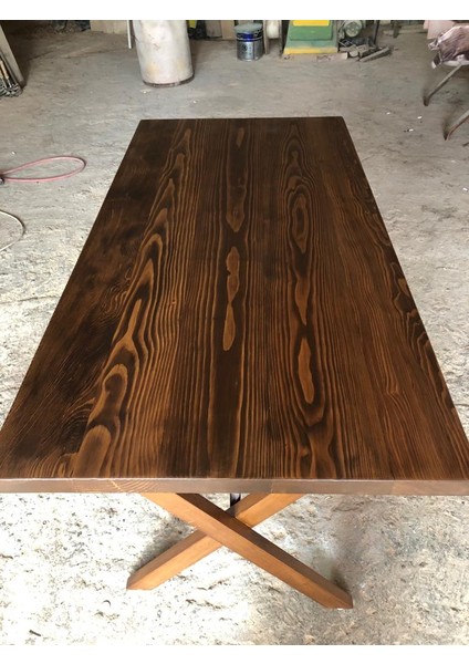 Düz Kenar Ceviz Rengi Kütük Restaurant Masası Imalatı 75X140.CM fiyatları