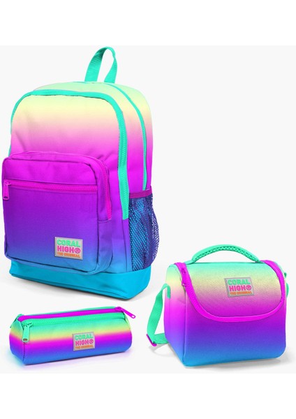 Coral High Kids Renk Geçişli 3’lü Okul Çanta Seti Set 23710-MİX3