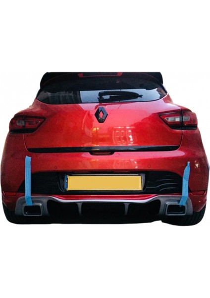 Renault Clio 4 (2012-2019) Rs Style Egzoz Görünümlü Arka Tampon Eki - Difüzör (Plastik)