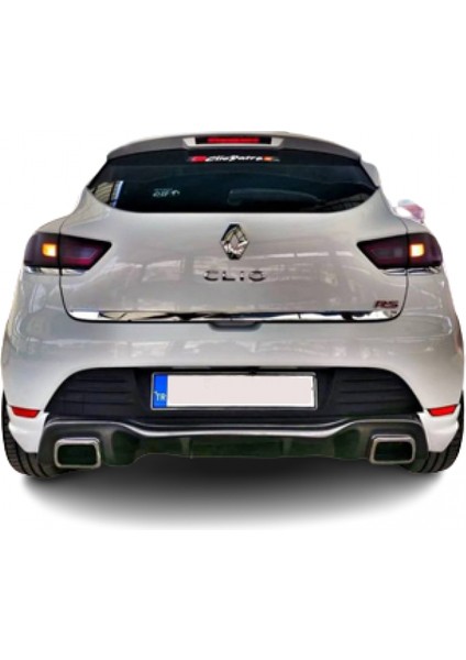 Renault Clio 4 (2012-2019) Rs Style Egzoz Görünümlü Arka Tampon Eki - Difüzör (Plastik)