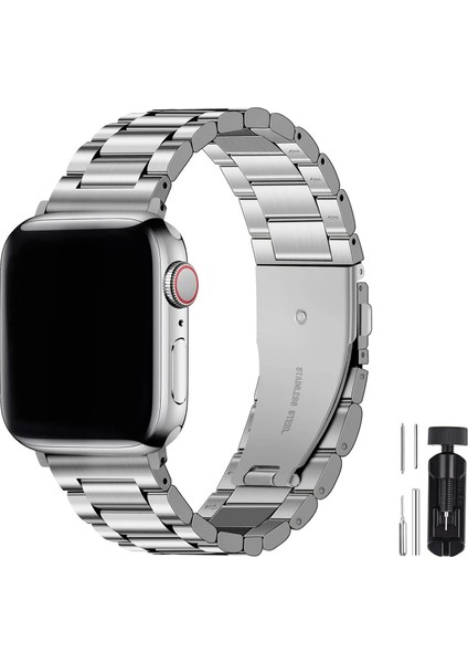 Apple Watch 38MM 40MM 41MM 1 2 3 4 5 6 7 8 Se Seri Paslanmaz Çelik Kordon ve Ayarlama Aparatı