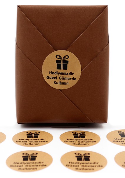 Hediyemizdir Baskılı 4 cm Yuvarlak Kraft Etiket 24 Adet