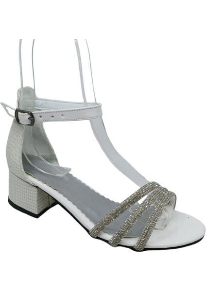 1550 Kız Çocuk Beyaz Taşlı Bantlı Topuklu Ayakkabı fiyatları