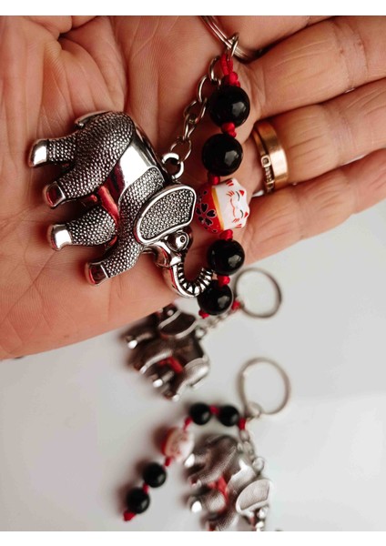 Feng Shui Bereket Filli Maneki Neko Şanslı Kedi Boncuklu Anahtarlık modelleri