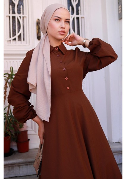 Kuşaklı Mevlana Elbise Kahverengi HM2105 fiyatları