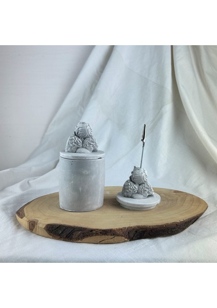 Gri Eskitme Cupid (Melek) Kapaklı Kutu ve Cupid Kaideli Heykel Not Tutucu 2'li Set indirimleri