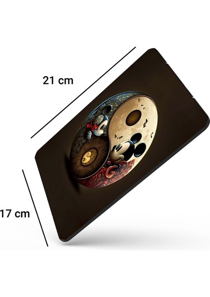 Sonictouch Kahverengi Miki Fare Ying Yang Temalı Kaydırmaz Gaming Oyuncu Dikişsiz Mouse Pad/ped 17X21CM